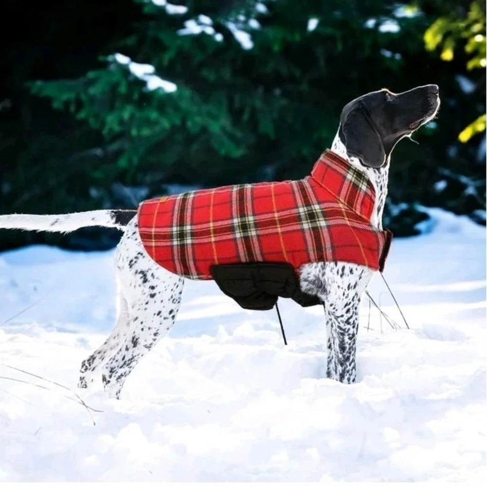 Stylish‎ Waterproof Winter Dog Coat Small - Adjustable & Reversible Plaid Jacket